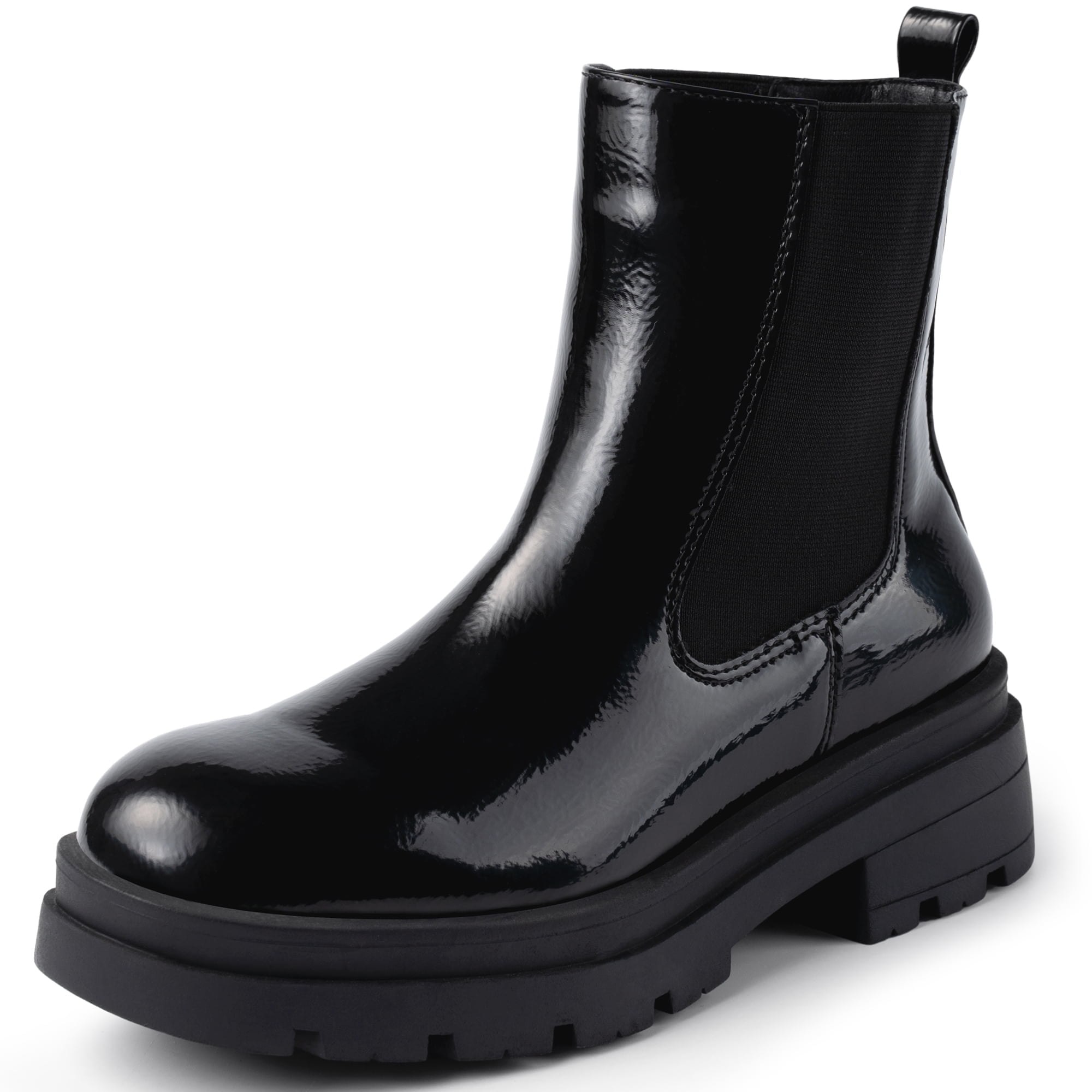 HARVEST LAND Womens Platform Chelsea Boots Fashion Mid Calf Lug Sole Boots Slip on Chunky Booties